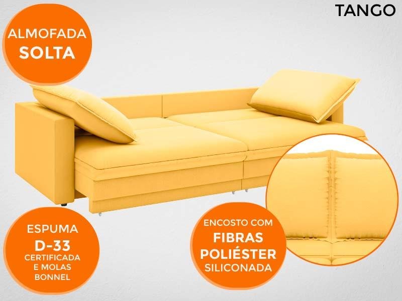 Sofá Tango 2,60M Sem Caixa, Retrátil e Reclinável Velosuede Canario - Netsofás - 4