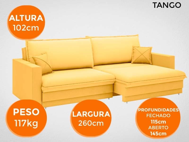 Sofá Tango 2,60M Sem Caixa, Retrátil e Reclinável Velosuede Canario - Netsofás - 7