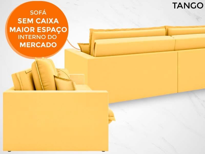 Sofá Tango 2,60M Sem Caixa, Retrátil e Reclinável Velosuede Canario - Netsofás - 3