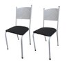 Kit 2 Cadeira Branca de Cozinha Jantar Metal Tubular Almofadada Assento Preto Medcombo - 1