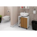 Ver imagem 1 de Gabinete Armário Banheiro Para Pia De Coluna Pequin 1 Porta:Branco/Ripado