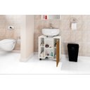 Ver imagem 3 de Gabinete Armário Banheiro Para Pia De Coluna Pequin 1 Porta:Branco/Ripado