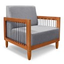 Ver imagem 6 de Kit 2 Poltronas e Sofá Living 2 Lugares Marilia 1,60m Linho Base em Madeira Castanho - Pallazio Cor