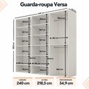 Ver imagem 3 de Guarda Roupa Casal Modulado Versa MDF 6 Portas com 11 Prateleiras e 2 Cabideiros