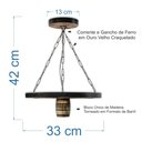 Ver imagem 3 de Kit Luminárias em Madeira Maciça – 1 Pendente Barril + 2 Pendentes Roda de Carroça - Rústico