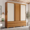 Ver imagem 5 de Guarda-Roupa Casal 03 Portas Deslizantes Flex com Ripado Reno Marrom/Cinamomo/Off White/Avelã