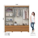 Ver imagem 3 de Guarda-Roupa Casal 03 Portas Deslizantes Flex com Ripado Reno Marrom/Cinamomo/Off White/Avelã