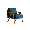 Ver imagem 1 de Poltrona Mona Luxo Madeira Maciça Linho Azul para Sala de Estar Decorativa Moderna