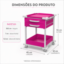 Ver mais imagens de Carrinho Gaveteiro Organizador Multiuso 2 Gavetas Rosa com Rodinhas - Mad.U Organização