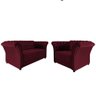 Kit Poltrona e Namoradeira Chesterfield Sofia Suede Bordô - Amarena Móveis - 1