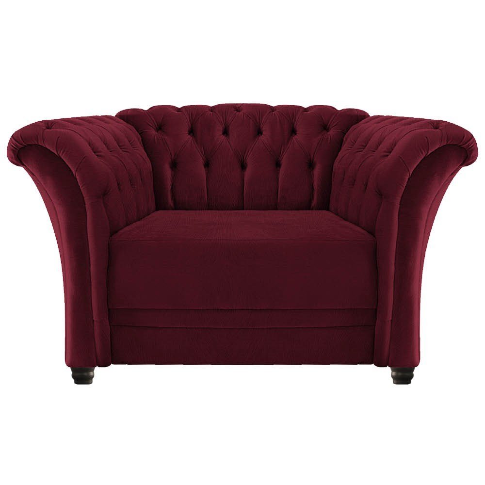 Kit Poltrona e Namoradeira Chesterfield Sofia Suede Bordô - Amarena Móveis - 3