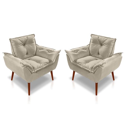Kit 02 Poltrona Opala Decorativa Suede