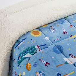 Coberdrom Cobertor Fantasy Solteiro Infantiil Sherpa Manta Toque Lã de Carneiro - Astronauta - 4