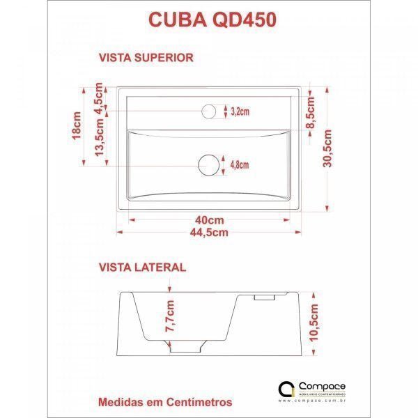 Kit Cuba Q45 com Válvula Click 1.1/2" e Sifão Cromado e Flexível Compace - 7