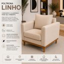 Ver imagem 2 de Poltrona Benny 01 Lugar em Linho com Base de Madeira para Sala, Quarto e Escritório
