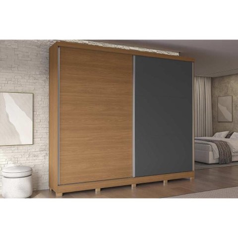 Guarda Roupa Casal 2 Portas de Correr e 4 Gavetas C/ Pés Cb03t583 Canela/grafite - Kappesberg