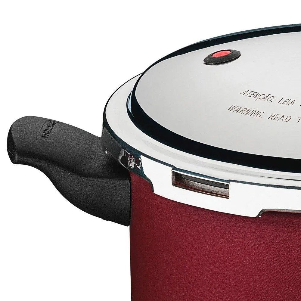 Panela de Pressão 4,5 L Vermelho Vancouver Antiaderente Starflon Tampa Polida – Tramontina - 4