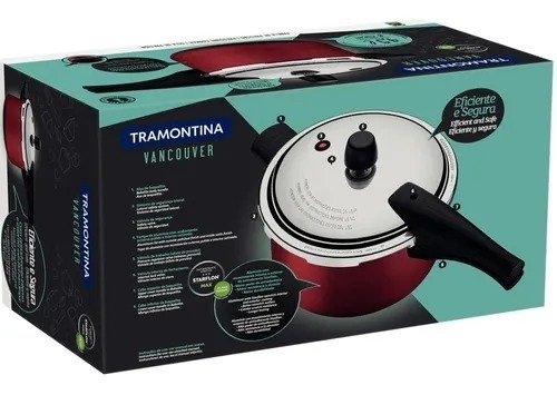 Panela de Pressão 4,5 L Vermelho Vancouver Antiaderente Starflon Tampa Polida – Tramontina - 8