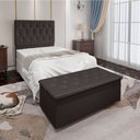 Ver imagem 2 de Kit Cabeceira e Calçadeira Baú Solteiro 0,90m Madrid Suede - Pallazio - Marrom