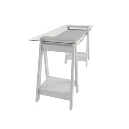 Mesa de Computador com Vidro Louisiana Branco - 4