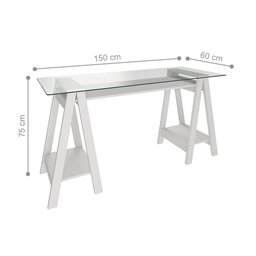 Mesa de Computador com Vidro Louisiana Branco - 2