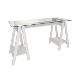 Mesa de Computador com Vidro Louisiana Branco - 5