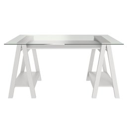 Mesa de Computador com Vidro Louisiana Branco - 6