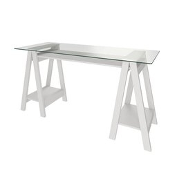 Mesa de Computador com Vidro Louisiana Branco - 7