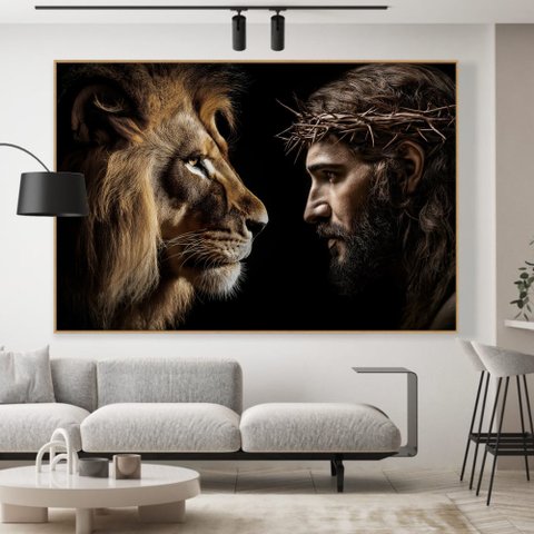 Quadro Decorativo Jesus Leão Sala Quarto Casa Escritório