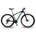 Ver imagem 1 de BICICLETA 29 PUMABIKE LINCE 24V STEEZ, FREIO MEC, SUSP 80MM, PRETO VERDE E AZUL, 21