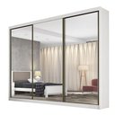Ver imagem 1 de Guarda Roupa Casal com Espelho 3 Portas de Correr 4 Gavetas - Diamond-branco - Móveis Novo