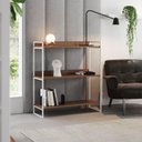 Ver imagem 1 de Nicho 3 Prateleiras 95cm Industrial Córdoba Branco e Carvalho - Cor: Marrom