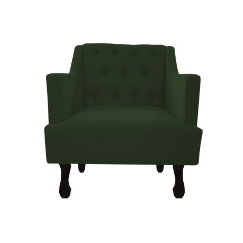 Poltrona Decorativa Julia Suede Verde Pés Madeira Ms Decor