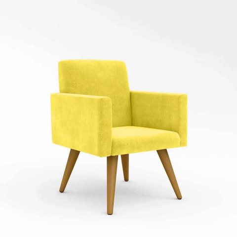 Poltrona Decorativa Nina Cadeira Escritório Recepção Amarelo