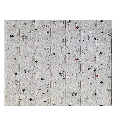Kit 20 Un/ Espuma 3d - Tijolo Rústico - Branco com Estrela