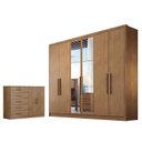 Ver imagem 1 de Guarda Roupa Casal Linea com Nicho e Espelho com Cômoda Seul Cumaru 23 - Novo Horizonte