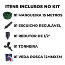 Ver imagem 2 de Mangueira De Jardim 15m Metros Reforçada Trançada + Torneira + Fita Veda Rosca | Ledmang