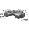 Sofá Canto com Chaise Cinza 6 Lugares - 3