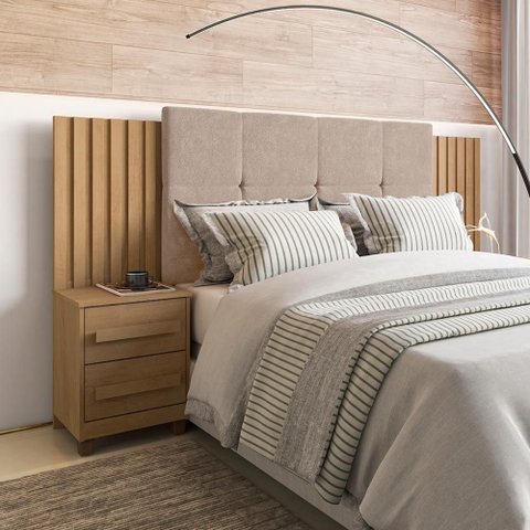 Cabeceira Íris Casal Regulável MDF Cinamomo com Gavetas RV Móveis