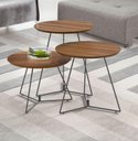 Ver imagem 2 de Conjunto Mesa Lateral Rebord Tampo Madeira Natural com Base Ouro Velho - 62377
