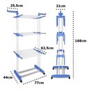 Ver imagem 5 de Varal de Chão pra Roupa Inox 3 Três Andares Retrátil Cor Azul
