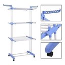 Ver imagem 2 de Varal de Chão pra Roupa Inox 3 Três Andares Retrátil Cor Azul