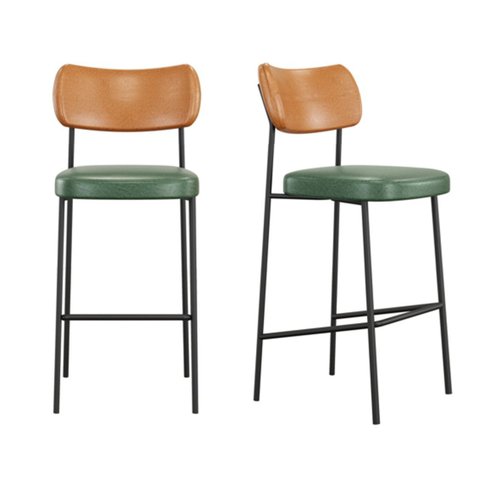 Kit 02 Banquetas Média Melissa Bar Cozinha Verde/caramelo