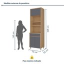Ver imagem 3 de Paneleiro 3 Portas 1 Gaveta Torre Quente Nesher Condessa 100% MDF Cinza/Carvalho Titânio