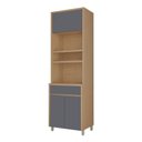 Ver imagem 2 de Paneleiro 3 Portas 1 Gaveta Torre Quente Nesher Condessa 100% MDF Cinza/Carvalho Titânio