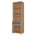 Ver imagem 4 de Paneleiro 3 Portas 1 Gaveta Torre Quente Nesher Condessa 100% MDF Cinza/Carvalho Titânio