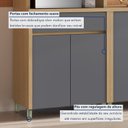 Ver imagem 5 de Paneleiro 3 Portas 1 Gaveta Torre Quente Nesher Condessa 100% MDF Cinza/Carvalho Titânio
