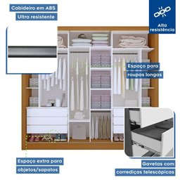 Guarda Roupa Casal Europa com 3 Espelho 3 Portas Minastex Carvalho - 3
