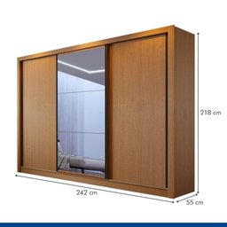 Guarda Roupa Casal Europa com 3 Espelho 3 Portas Minastex Carvalho - 6
