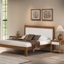 Ver imagem 1 de Cama de Casal 112cm x 210cm em Madeira Maciça Modena Marrom/Amêndoa/Branco